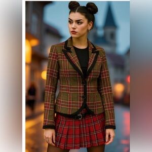Vtg L.A.M.B. by Gwen Stefani Y2K Tartan Plaid Wool Blazer Size 4
